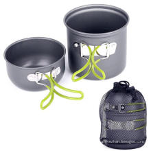 Upgraded Camping Cooking Equipment Outdoor Camping Pot Pan Set,Camping Survival Cookware Mess Set